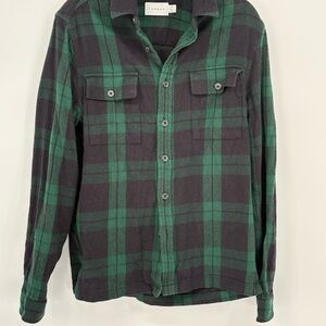 🧲 Topman cotton Green and blue Plaid Casual Button Down Shirt